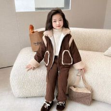 批发<b class='q'>女</b>童<b class='q'>冬</b>季<b class='q'>加厚</b>加绒新款两件套过年<b class='q'>女</b>宝宝冬<b class='q'>装</b>保暖外套裤子休闲<b class='q'>装</b>