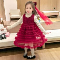 批发新款女<b class='q'>童</b>生日公主裙重工钉珠女宝宝网纱连衣裙打底衫上衣背心裙子