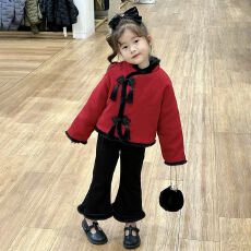 批发<b class='q'>女</b>童<b class='q'>202</b>6<b class='q'>中国风</b>拜年服套<b class='q'>装</b>冬<b class='q'>装</b>中小童复古上衣喇叭裤<b class='q'>两件</b>套潮