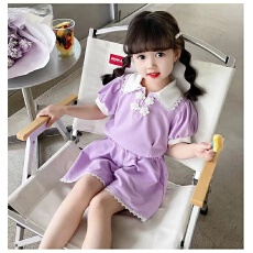 女童夏季套装2026新款韩版POLO领短裤短袖时尚洋气甜美风两件套潮