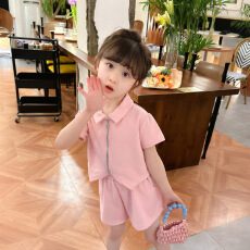 女童夏季洋气时髦短袖短裤套装2026新款宝宝夏装儿童夏运动两件套