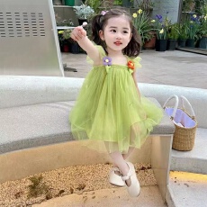 批发<b class='q'>女童</b>连<b class='q'>衣裙</b>夏季2026新款儿童甜美风洋气夏装甜美吊带公主网纱<b class='q'>裙</b>子
