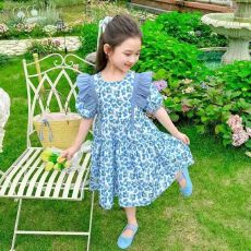 批发<b class='q'>女童</b>韩<b class='q'>版</b>洋气碎花连衣<b class='q'>裙</b>2026夏季新款中小童宝宝甜美泡泡袖公主<b class='q'>裙</b>