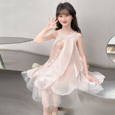 批发<b class='q'>女童</b>生日连衣<b class='q'>裙</b>无袖花朵公主背心<b class='q'>裙</b>夏季新款女孩聚会小礼服<b class='q'>裙</b>短<b class='q'>裙</b>