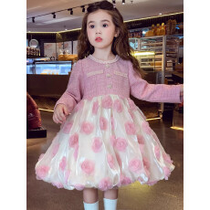 批发女童秋季新款蓬蓬裙2026新款女宝花苞裙公主小香气质甜美连衣裙