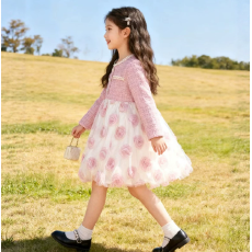 批发<b class='q'>女童</b><b class='q'>春</b>秋款长袖时髦小香风玫瑰花连衣<b class='q'>裙</b>公主<b class='q'>裙</b><b class='q'>礼服</b>拼接洋气<b class='q'>裙</b>子