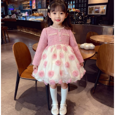 批发女童甜美小香风立体花网纱玫瑰<b class='q'>儿童</b><b class='q'>连衣裙</b>春季新款洋气公主蛋糕裙