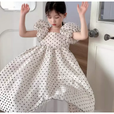 批发法式<b class='q'>女童</b>202<b class='q'>6</b>夏季新款波点高级感<b class='q'>礼服</b>连衣<b class='q'>裙</b>小女孩泡泡袖公主<b class='q'>裙</b>子