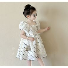 批发女童<b class='q'>连衣裙</b>夏季2026新款小女孩波点公主裙<b class='q'>儿童</b>法式泡泡袖礼服裙子