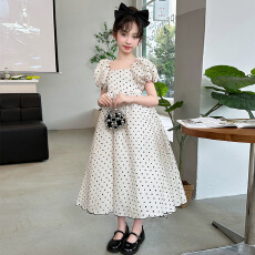 批发<b class='q'>女</b><b class='q'>童</b>连衣裙夏装2026新款女孩中小童洋气长裙泡泡袖夏季波点公主裙