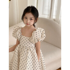 批发女童<b class='q'>连衣裙</b>2026夏季新款<b class='q'>儿童</b>甜美蓬蓬泡泡袖公主裙中小童波点长裙