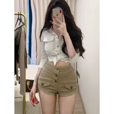 批发老钱风纯欲丰胯<b class='q'>牛仔</b><b class='q'>短裤</b><b class='q'>女</b>2026夏季新款多扣高腰紧身显瘦包臀热裤