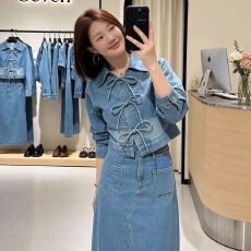 批发<b class='q'>韩国</b>东大门早春新款设计感高级纯色<b class='q'>牛仔</b>蝴蝶结<b class='q'>外套</b>半身裙时尚套装