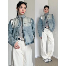 批发复古水洗做旧牛仔外套女早春季2026新款高级感休闲百搭夹克牛仔衣