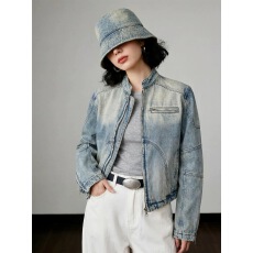 批发欧货复古休闲做旧蓝小香风牛仔外套夹克女2026春季炸街设计感上衣