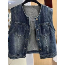 批发小个子复古水洗牛仔马甲女春夏装韩系短款无袖坎肩背心<b class='q'>百搭</b>薄外套
