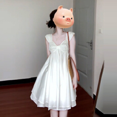 批发白色甜美<b class='q'>无袖</b>吊带连衣<b class='q'>裙</b>子女夏季2025新款法式气质显瘦娃娃短<b class='q'>裙</b>