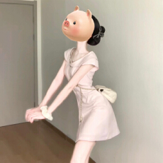 批发2025新款法式甜美少女感粉色娃娃领<b class='q'>连衣裙</b>子女夏收腰气质衬衫短裙