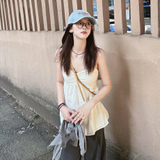 批发2025新款韩系巨好看白色吊带背心女<b class='q'>夏季</b>外穿绝美无袖上衣两件套装