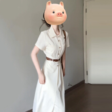批发简单大方白色<b class='q'>衬衫</b>连衣裙子<b class='q'>女</b>装夏季2025新款小个子巨好看通勤长<b class='q'>裙</b>