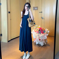 批发法式蓝色吊带<b class='q'>背心</b>连衣裙子女夏季2025新款爆款海边度假高级感长裙