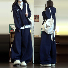 批发美式复古运动卫衣<b class='q'>套装</b>女春秋2025新款爆款高级感宽松休闲两件套夏