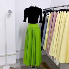 批发今年流行爆款绿色高腰a字半身裙女2025新款早秋季巨好看显瘦长裙