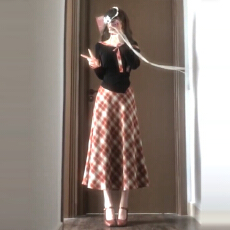 批发高级感格纹拼接长袖<b class='q'>连衣裙</b>女2025新款韩系早秋穿搭一整套长裙套装