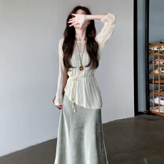 批发法式高级吊带<b class='q'>连衣裙</b>子<b class='q'>女</b>夏季2025新款小个子长裙<b class='q'>早</b>秋穿搭一整套装