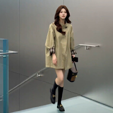 批发卡其色风衣<b class='q'>外套女</b>春秋2025新款爆款韩系高级感英伦风宽松<b class='q'>短</b>款大衣