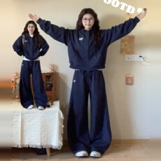 批发美式复古运动卫衣<b class='q'>套装</b>女春秋2025新款爆款高级感宽松休闲两件套夏