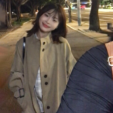 批发英伦风卡其色翻领<b class='q'>风衣</b>女春秋2025新款韩系气质小个子中长款外套