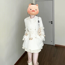 批发韩系巨好看白色风衣外套女早秋季2025新款小个子香风收腰气质上衣