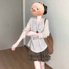 批发韩系镂空设计感小众针织<b class='q'>罩衫</b>女早秋季2025慵懒宽松高级感长袖上衣