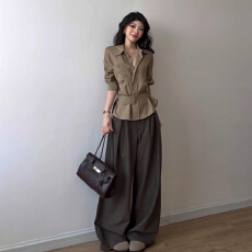 批发2025新款polo领<b class='q'>长袖</b>衬衫女装秋季爆款独特漂亮高级小众设计感上衣