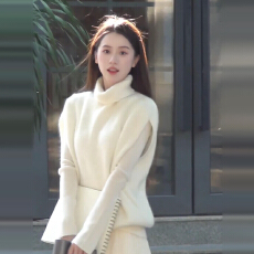 批发<b class='q'>白色</b>高领针织马甲<b class='q'>背心</b>连衣裙子女秋冬季2025新款韩系穿搭套装长裙