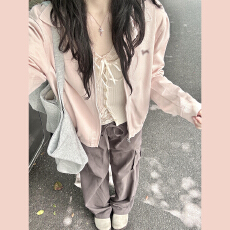 批发2025新款韩系粉色夹克外套女春秋季爆款高级感棒球服短款气质上衣