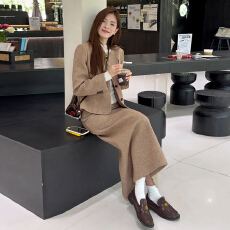 批发巨好看秋冬韩系穿搭一整套小个子香风<b class='q'>连衣裙</b>子女2025新款套装长裙