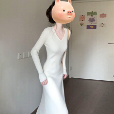 批发法式白色针织长袖<b class='q'>连衣裙</b>子女秋冬季2025新爆款巨好看内搭气质长裙