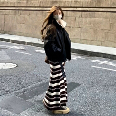 批发条纹内搭打底针织<b class='q'>连衣裙</b>子女秋冬2025新款巨好看修身显瘦包臀长裙