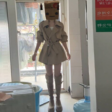 批发韩系高级感卡其色短款风衣外套女<b class='q'>秋</b>冬2025新款收腰绑带小个子大衣