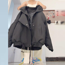 批发美式黑色工装夹克<b class='q'>外套</b>女秋冬2025新款韩系chic慵懒高级感宽松上衣