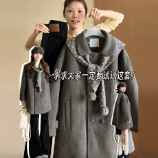 批发高级感毛呢外套女秋冬季2025新款巨好看宽松显瘦气质灰色呢子大衣