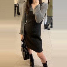 批发2025新款<b class='q'>小香</b>风灰色针织吊带连衣裙子女秋冬韩系穿搭一整<b class='q'>套装</b>短裙