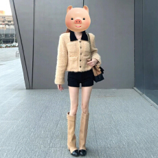 批发韩系小香风羊羔毛绒外套女秋冬2025新款高级感巨好看加厚短款上衣