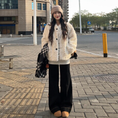 批发巨好看小香风羊羔毛绒加厚短款外套女秋冬季2025新爆款高级感上衣