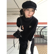 批发黑色斗篷高领加厚针织毛衣女款2025新款高级感内搭女上衣