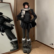 批发复古灰色高级感收腰绝美毛呢外套独特超好看气质呢子大衣2025冬季