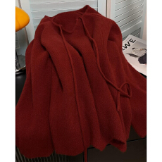 批发圣诞节穿搭红色毛衣女秋冬季2025新款慵懒高级感宽松加厚针织上衣