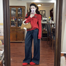 批发圣诞穿搭法式红色毛衣女秋冬季2025新款高级感内搭打底衫针织上衣